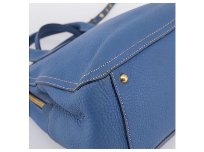 Borsa a mano Miu Miu Vittero Dino Leather 2way Blue Gold Auth 201907V D'oro - vista 16