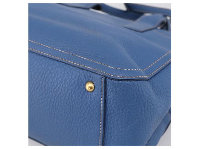 Borsa a mano Miu Miu Vittero Dino Leather 2way Blue Gold Auth 201907V D'oro - vista 17