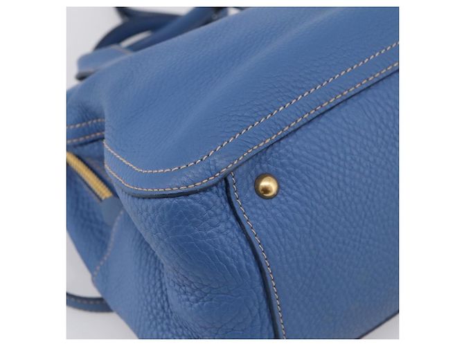 Borsa a mano Miu Miu Vittero Dino Leather 2way Blue Gold Auth 201907V D'oro - vista 18