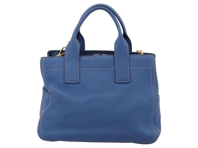 Borsa a mano Miu Miu Vittero Dino Leather 2way Blue Gold Auth 201907V D'oro - vista 2