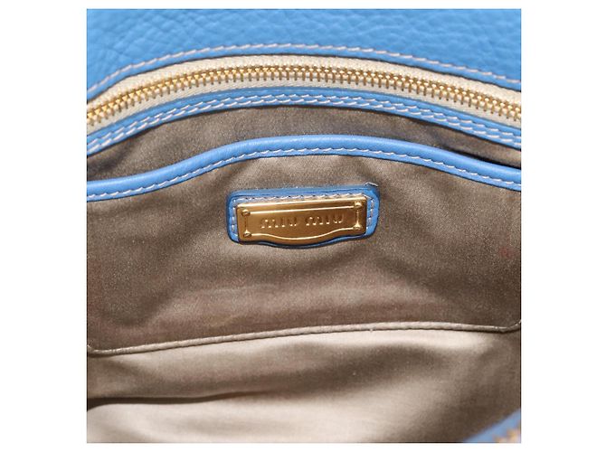 Borsa a mano Miu Miu Vittero Dino Leather 2way Blue Gold Auth 201907V D'oro - vista 20