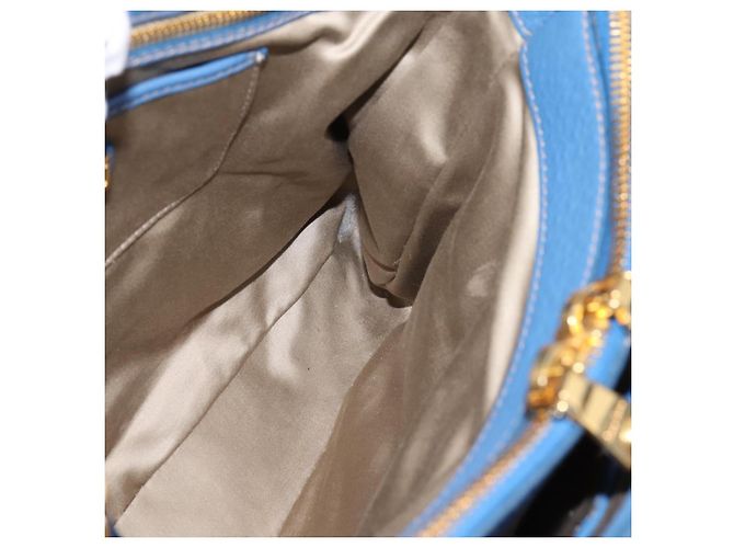 Borsa a mano Miu Miu Vittero Dino Leather 2way Blue Gold Auth 201907V D'oro - vista 21