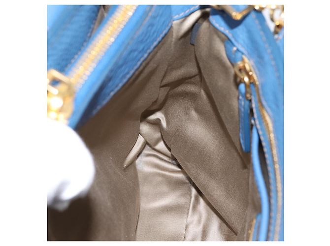 Borsa a mano Miu Miu Vittero Dino Leather 2way Blue Gold Auth 201907V D'oro - vista 22