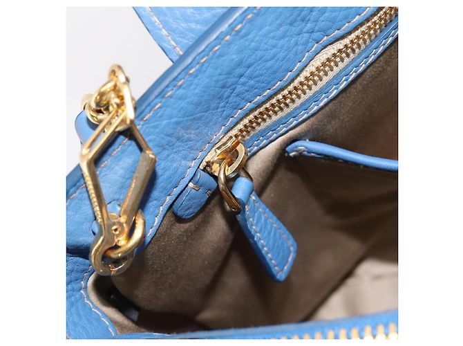 Borsa a mano Miu Miu Vittero Dino Leather 2way Blue Gold Auth 201907V D'oro - vista 24