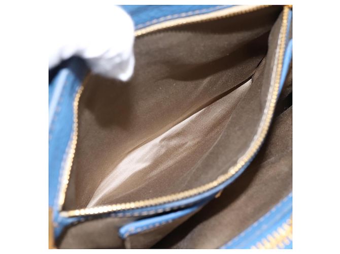 Borsa a mano Miu Miu Vittero Dino Leather 2way Blue Gold Auth 201907V D'oro - vista 25