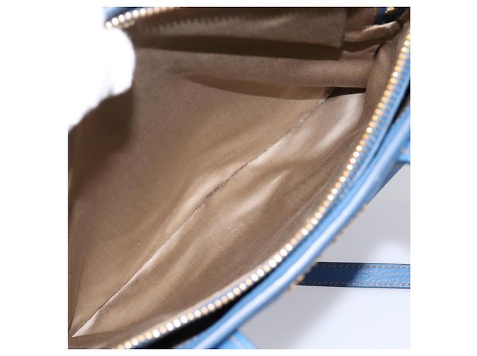 Borsa a mano Miu Miu Vittero Dino Leather 2way Blue Gold Auth 201907V D'oro - vista 26