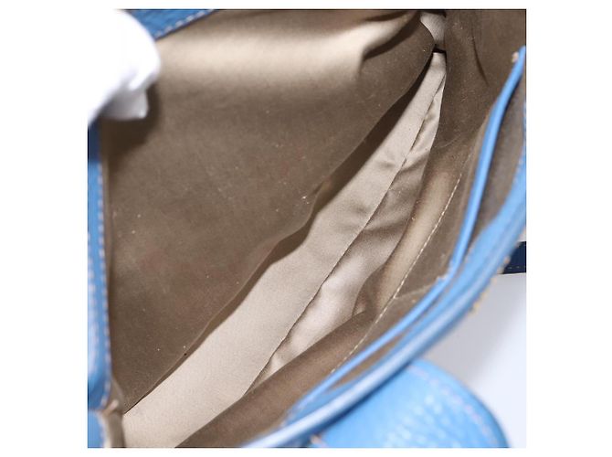 Borsa a mano Miu Miu Vittero Dino Leather 2way Blue Gold Auth 201907V D'oro - vista 27