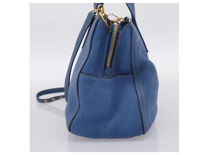 Borsa a mano Miu Miu Vittero Dino Leather 2way Blue Gold Auth 201907V D'oro - vista 4