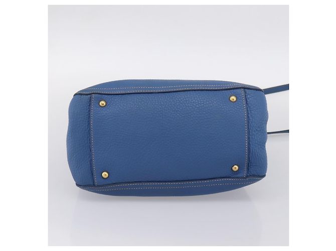Borsa a mano Miu Miu Vittero Dino Leather 2way Blue Gold Auth 201907V D'oro - vista 5