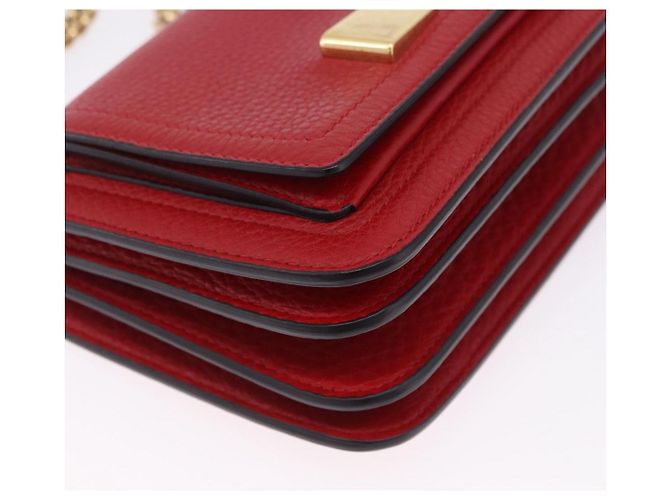 Borsa a tracolla con catena Salvatore Ferragamo in pelle rossa tono oro Auth 200367A Rosso - vista 14