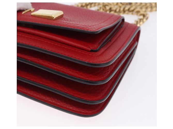 Borsa a tracolla con catena Salvatore Ferragamo in pelle rossa tono oro Auth 200367A Rosso - vista 15