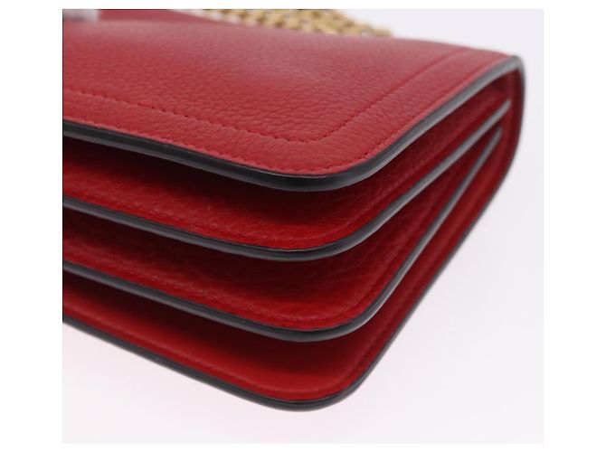 Borsa a tracolla con catena Salvatore Ferragamo in pelle rossa tono oro Auth 200367A Rosso - vista 17