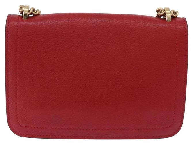 Borsa a tracolla con catena Salvatore Ferragamo in pelle rossa tono oro Auth 200367A Rosso - vista 2