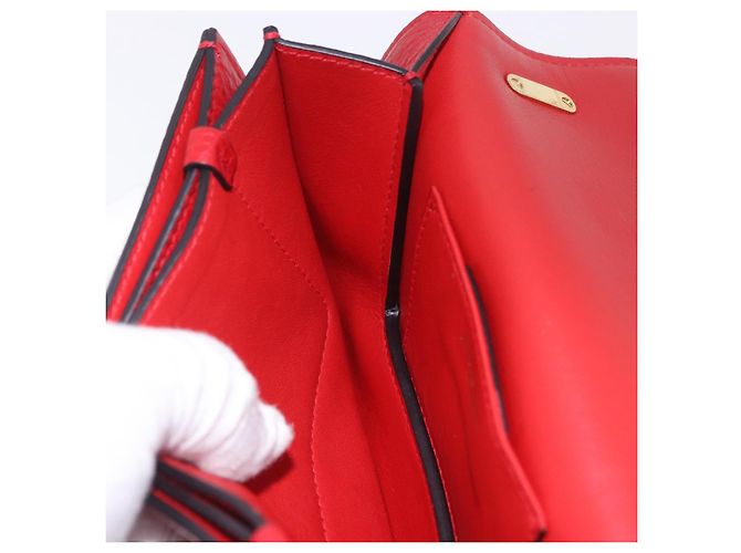 Borsa a tracolla con catena Salvatore Ferragamo in pelle rossa tono oro Auth 200367A Rosso - vista 24