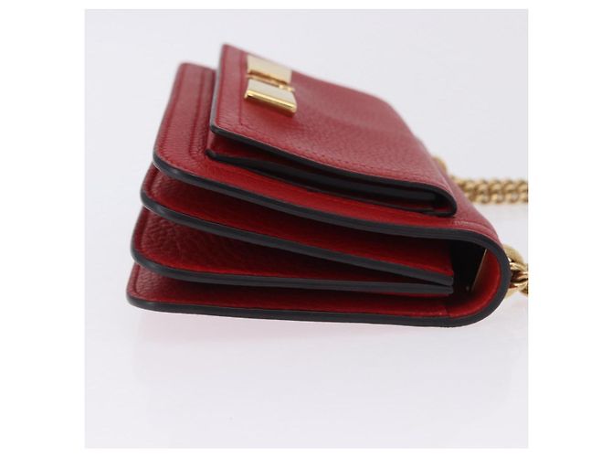 Borsa a tracolla con catena Salvatore Ferragamo in pelle rossa tono oro Auth 200367A Rosso - vista 3