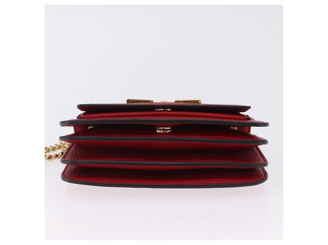 Borsa a tracolla con catena Salvatore Ferragamo in pelle rossa tono oro Auth 200367A Rosso - vista 5
