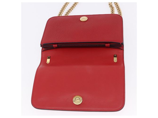 Borsa a tracolla con catena Salvatore Ferragamo in pelle rossa tono oro Auth 200367A Rosso - vista 9
