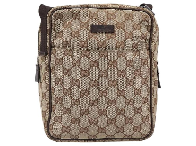 Borsa a Tracolla GUCCI GG Canvas Beige Silver 122759 Auth hk4061 Argento - vista 13