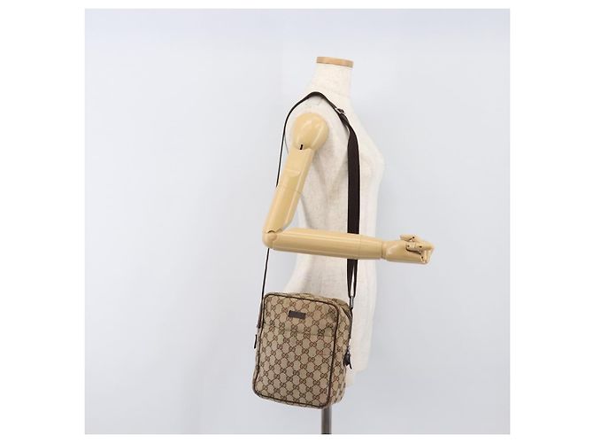 Borsa a Tracolla GUCCI GG Canvas Beige Silver 122759 Auth hk4061 Argento - vista 25