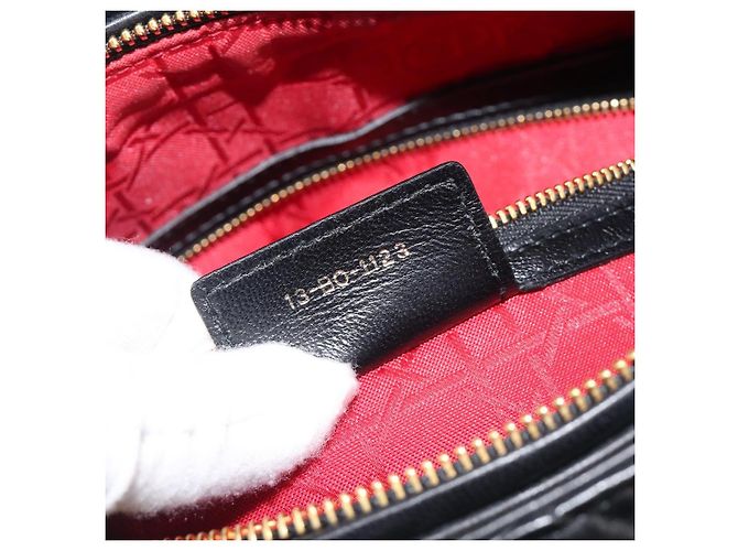 Borsa Christian Dior Lady Dior Canage in pelle d'agnello 2way Nero Oro Auth 199180M D'oro - vista 11