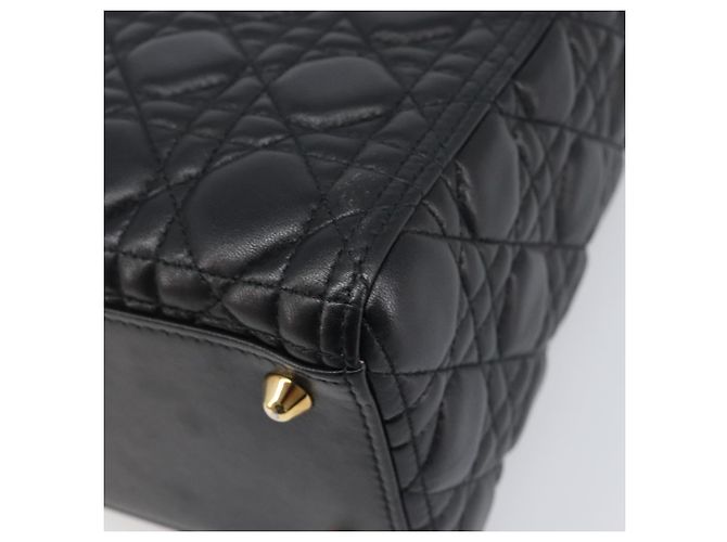 Borsa Christian Dior Lady Dior Canage in pelle d'agnello 2way Nero Oro Auth 199180M D'oro - vista 17