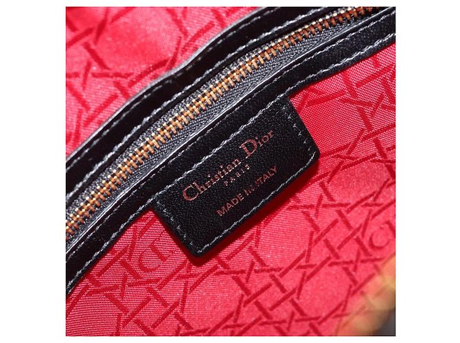Borsa Christian Dior Lady Dior Canage in pelle d'agnello 2way Nero Oro Auth 199180M D'oro - vista 21