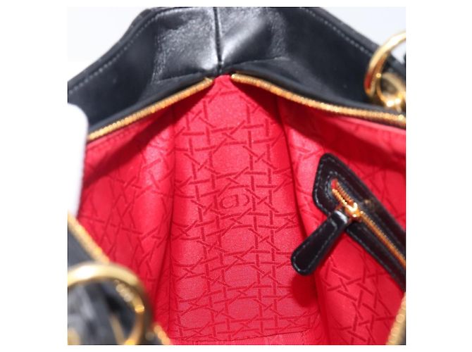 Borsa Christian Dior Lady Dior Canage in pelle d'agnello 2way Nero Oro Auth 199180M D'oro - vista 23