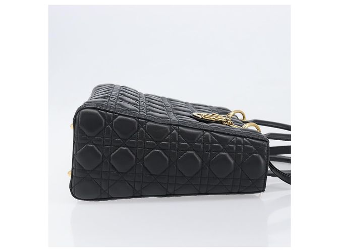 Borsa Christian Dior Lady Dior Canage in pelle d'agnello 2way Nero Oro Auth 199180M D'oro - vista 3