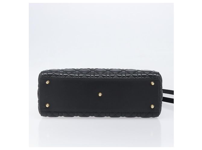 Borsa Christian Dior Lady Dior Canage in pelle d'agnello 2way Nero Oro Auth 199180M D'oro - vista 5