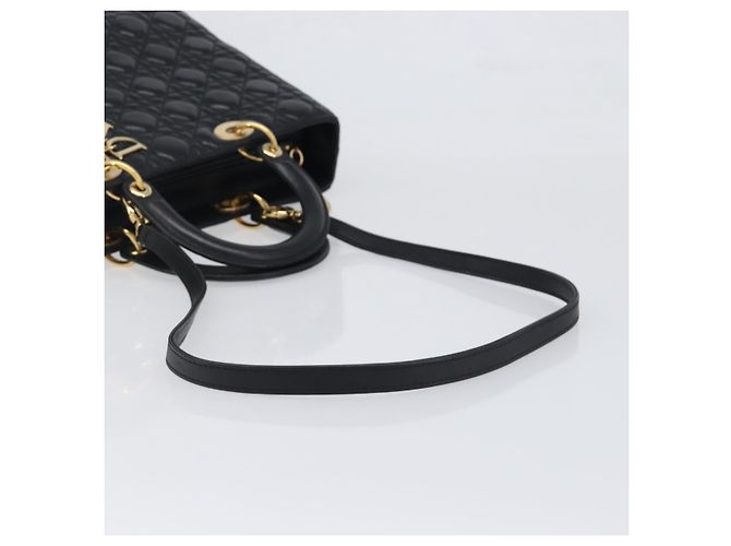 Borsa Christian Dior Lady Dior Canage in pelle d'agnello 2way Nero Oro Auth 199180M D'oro - vista 8