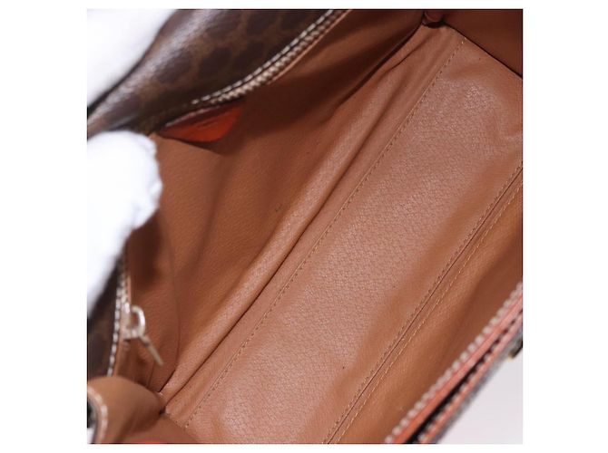 Céline Borsa a tracolla circolare CELINE Macadam Canvas PVC Pelle Marrone Oro Auth 200078A D'oro - vista 10