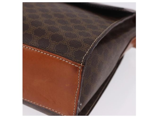 Céline Borsa a tracolla circolare CELINE Macadam Canvas PVC Pelle Marrone Oro Auth 200078A D'oro - vista 14