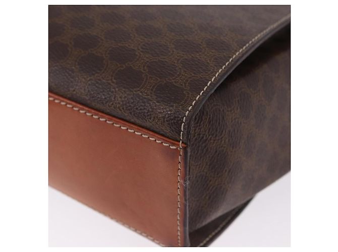 Céline Borsa a tracolla circolare CELINE Macadam Canvas PVC Pelle Marrone Oro Auth 200078A D'oro - vista 16