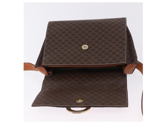 Céline Borsa a tracolla circolare CELINE Macadam Canvas PVC Pelle Marrone Oro Auth 200078A D'oro - vista 18