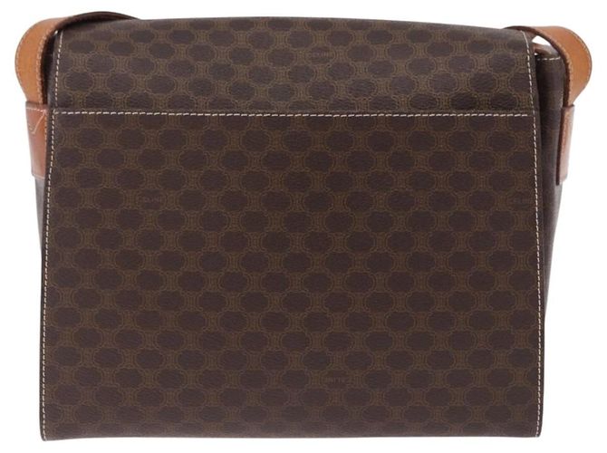 Céline Borsa a tracolla circolare CELINE Macadam Canvas PVC Pelle Marrone Oro Auth 200078A D'oro - vista 2