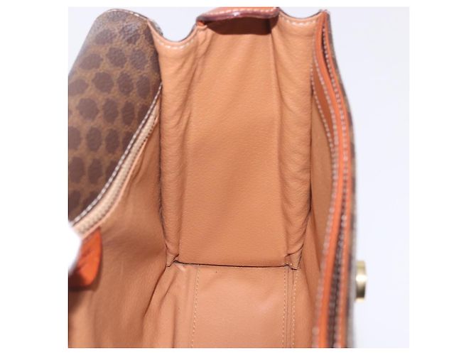 Céline Borsa a tracolla circolare CELINE Macadam Canvas PVC Pelle Marrone Oro Auth 200078A D'oro - vista 20