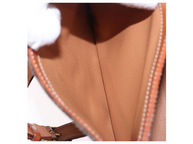 Céline Borsa a tracolla circolare CELINE Macadam Canvas PVC Pelle Marrone Oro Auth 200078A D'oro - vista 22