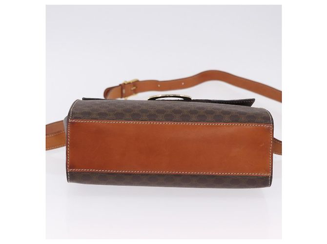 Céline Borsa a tracolla circolare CELINE Macadam Canvas PVC Pelle Marrone Oro Auth 200078A D'oro - vista 5