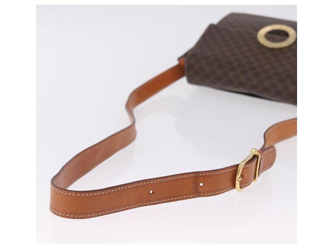 Céline Borsa a tracolla circolare CELINE Macadam Canvas PVC Pelle Marrone Oro Auth 200078A D'oro - vista 7