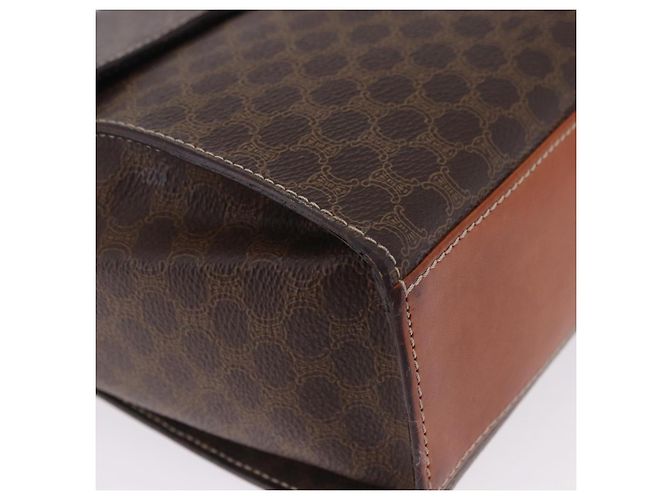 Céline Borsa a tracolla circolare CELINE Macadam Canvas PVC Pelle Marrone Oro Auth 200078A D'oro - vista 9