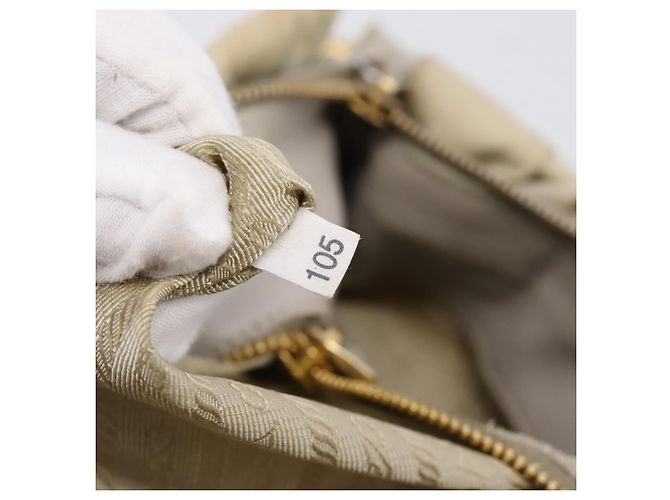 PRADA Geraffte Handtasche Nylon 2way Beige Gold Auth 201930 Golden - Ansicht 12