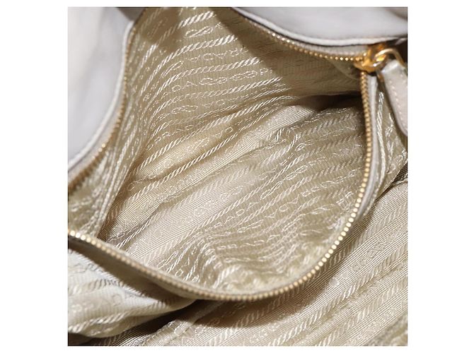 PRADA Geraffte Handtasche Nylon 2way Beige Gold Auth 201930 Golden - Ansicht 25
