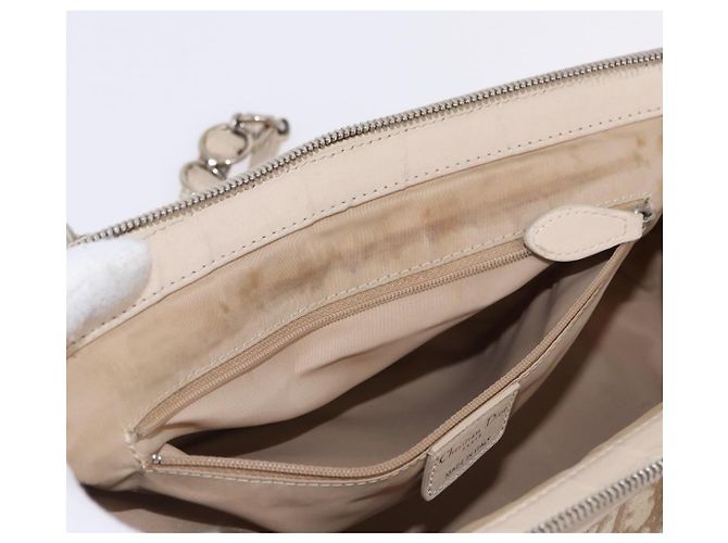 Borsa a tracolla Christian Dior Romantic Chain in PVC e pelle Beige Argento Auth 202221A - vista 11