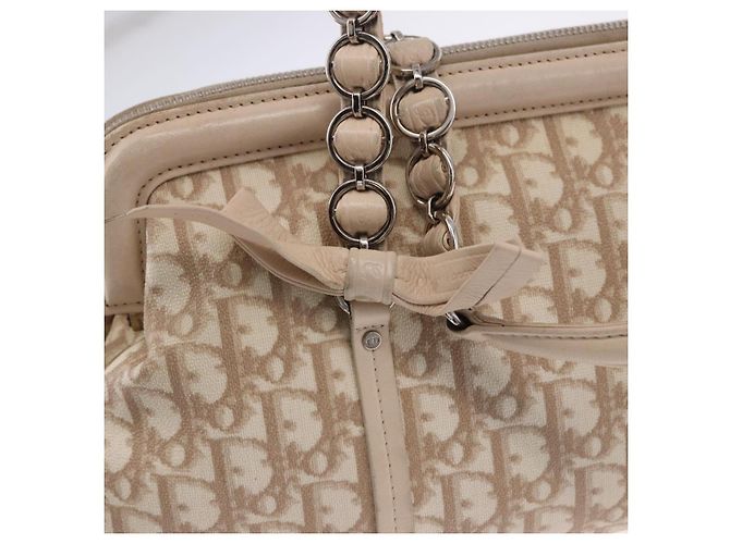 Borsa a tracolla Christian Dior Romantic Chain in PVC e pelle Beige Argento Auth 202221A - vista 18