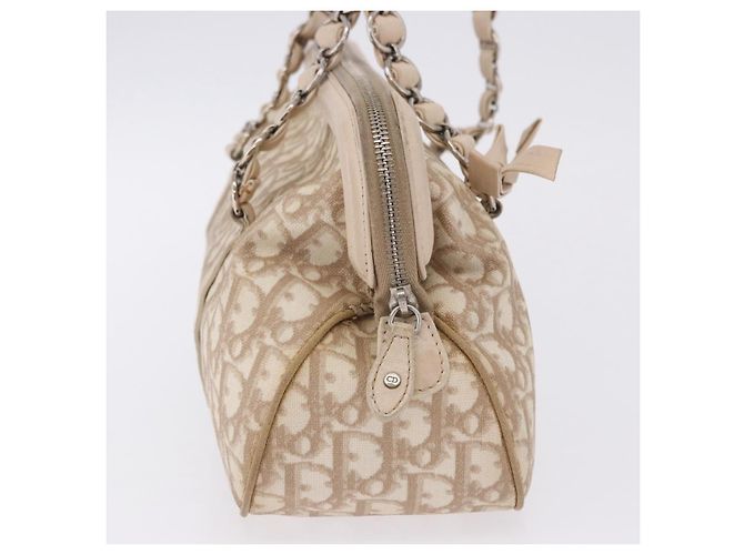 Borsa a tracolla Christian Dior Romantic Chain in PVC e pelle Beige Argento Auth 202221A - vista 4