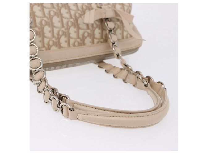 Borsa a tracolla Christian Dior Romantic Chain in PVC e pelle Beige Argento Auth 202221A - vista 7