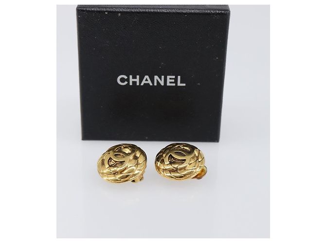 Orecchini CHANEL metallo Gold Tone CC Auth 201015V - vista 13