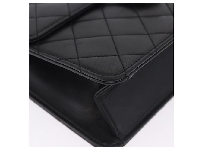 Borsa a tracolla CHANEL Matelasse Push Lock in pelle d'agnello nera e oro CC Auth am12544M Nero D'oro - vista 14