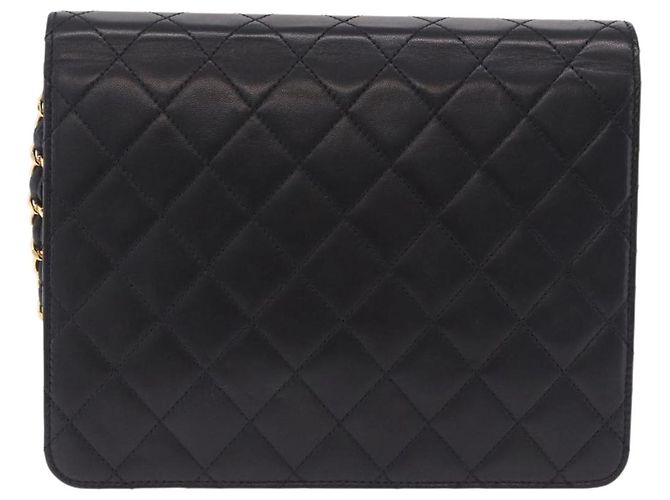Borsa a tracolla CHANEL Matelasse Push Lock in pelle d'agnello nera e oro CC Auth am12544M Nero D'oro - vista 2