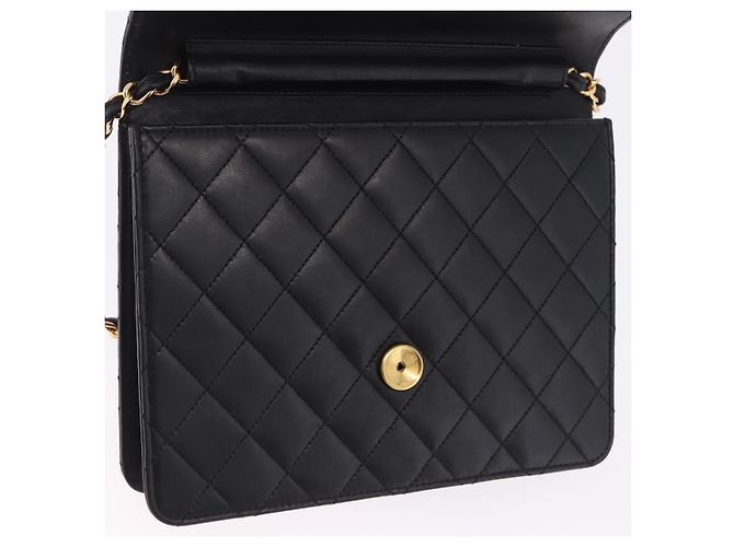 Borsa a tracolla CHANEL Matelasse Push Lock in pelle d'agnello nera e oro CC Auth am12544M Nero D'oro - vista 20